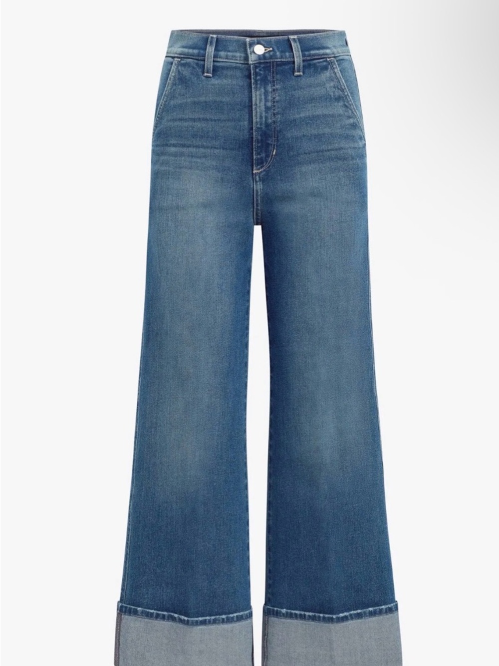 Joe's The Trixie Jeans Wide-Leg High-Rise Blue Denim with Cuffed Hem